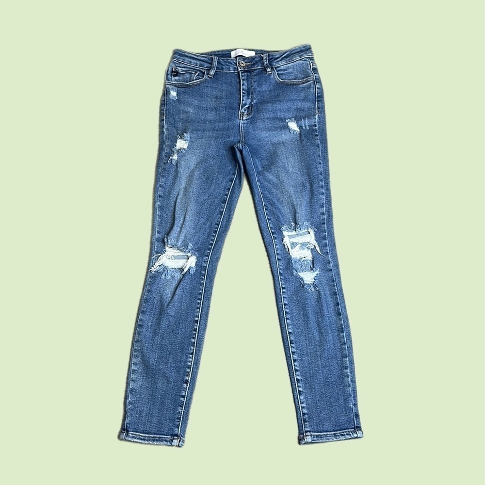 KanCan Women’s High Rise Distressed Skinny Jeans Blue Size 7/27